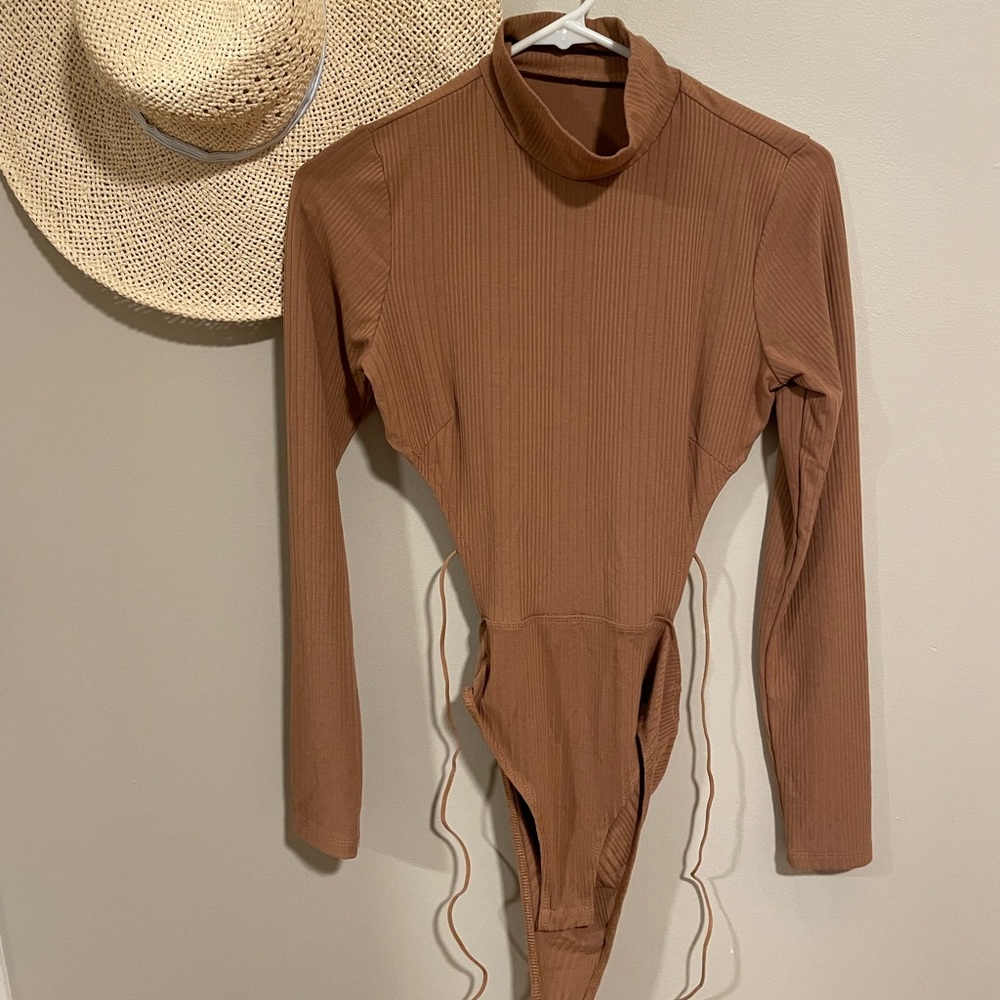 Backless turtleneck bodysuit